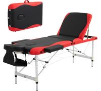 DecHome Lettino Massaggi Portatile, Pieghevole e Professionale in Alluminio 215x60 cm colore Nero/Rosso- 755539RD