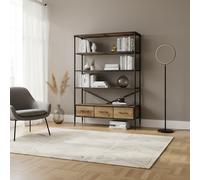 DecHome Libreria 5 Ripiani 2 Cassetti Legno Metallo 128x44.5x153.5 cm Marrone