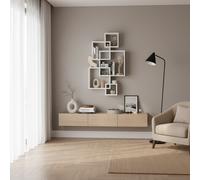 DecHome Libreria a Parete Moderna 5 Cubi Legno 49.5x10.2x86 cm Bianco