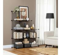DecHome Libreria Componibile Moderna 9 Cubi Acciaio e Plastica 35x35x35 cm Nero