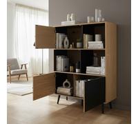 DecHome Libreria Nordica 2 Ripiani 3 Ante 100x39.5x135 cm Nero/Marrone