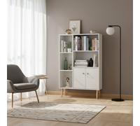 DecHome Libreria Nordica 5 Ripiani 2 Ante Legno 80x23.5x118 cm Bianco