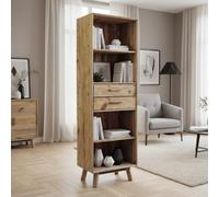 DecHome Libreria Rustica 4 Ripiani 2 Cassetti Legno 60x40x190 cm Marrone