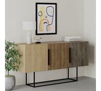 DecHome Madia Industriale 3 Ante 150x41,8x79,5 cm Rovere Noce Dark Coffee