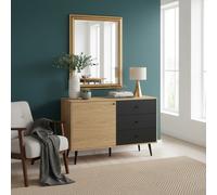 DecHome Madia Moderna 1 Anta e 3 Cassetti Legno 118x76h cm Nero/Marrone