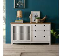 DecHome Madia Moderna 1 Anta Scorrevole e 3 Cassetti Legno 150x40x80 cm Bianco