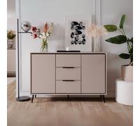 DecHome Madia Moderna 2 Ante 3 Cassetti 135x90x38 cm Nero e Sabbia - Arona