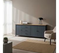 DecHome Madia Moderna 3 Ante e 3 Cassetti Legno Massiccio 191x40x80 cm Blu