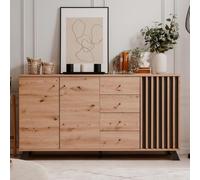 DecHome Madia Moderna 3 Ante e 4 Cassetti 160x40x85 cm Rovere e Antracite