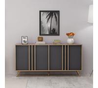 DecHome Madia Moderna 4 Ante 160x40x79 cm Antracite e Noce