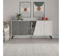 DecHome Madia Moderna 4 Ante 82x180x35.6 cm Bianco Vintage e Retro Grey