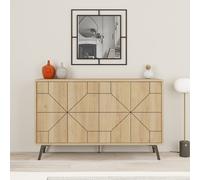 DecHome Madia Moderna 4 Ante con Disegno Geometrico 123x35x77,4 cm Rovere