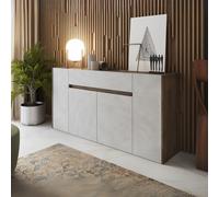 DecHome Madia Moderna 4 Ante e 1 Cassetto 170x39.6x85 cm Noce Bianco