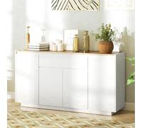 DecHome - Madia Moderna con 4 Ante e 1 Cassetto 140x40x75 cm in Legno Bianco