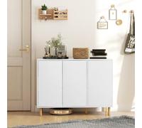 DecHome Madia Moderna Design 107x80 in Legno con 2 Armadietti a 3 Ripiani Bianco
