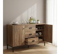 DecHome Madia Stile Industriale 2 Ante 3 Cassetti 120x39,5x77 cm Marrone