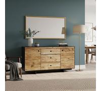 DecHome Madia Vintage 3 Cassetti e 2 Ante Legno di Pino 150x76h cm Marrone