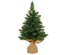 DecHome Mini Albero di Natale 45cm Pino 50 Rami Base Borsa Lino Pvc