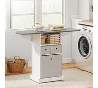 DecHome Mobile Asse da Stiro Pieghevole a Rotelle 121x37x89.5 cm Bianco e Grigio
