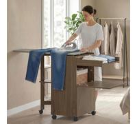 DecHome Mobile Asse da Stiro Pieghevole con Porta Ferro 154x55x87 cm Marrone