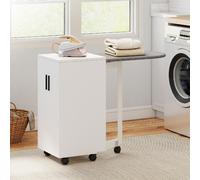 DecHome Mobile Asse da Stiro Pieghevole con Ruote in Legno 128x43x83 cm Bianco
