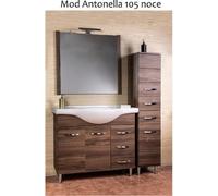 MOBILE BAGNO COMPLETO 100x35xh87 CM 2 ANTE + 3 CASSETTI NOCE SPECCHIO LUCE