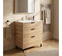 DecHome - Mobile Bagno con Lavabo Moderno 80 cm Colore Rovere