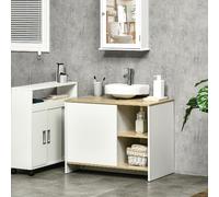 DecHome Mobile Bagno per Lavabo 1 Anta 2 Vani Giorno 77 cm Bianco/Legno