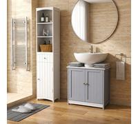 DecHome Mobile Bagno per Lavabo 2 Ante 60 cm Bianco/Grigio