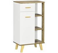 DecHome - Mobile Bagno Salvaspazio Moderno con Armadietto Cassetto e Ripiani in Legno 50x30x89cm Bianco