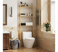 Mobile Bagno Sopra Wc 3 Ripiani 63,5x25,5x181 cm in Bambù Legno Naturale DecHome