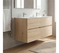 DecHome - Mobile Bagno Sospeso con Doppio Lavabo Moderno 140 cm Rovere