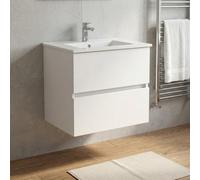 DecHome - Mobile Bagno Sospeso con Lavabo, Moderno, 60 cm, Bianco