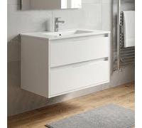 DecHome - Mobile Bagno Sospeso con Lavabo, Moderno, 80 cm, Bianco