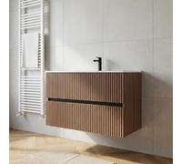 DecHome - Mobile Bagno Sospeso con Lavabo Moderno 80 cm Noce
