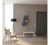 DecHome Mobile Ingresso Appendiabiti con Panca Bambù 80x30x180 cm Bianco e Legno
