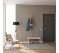 DecHome - Mobile Ingresso Appendiabiti con Panca in Bambù Dimensioni 80x30x180 cm colore Bianco e Legno