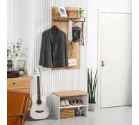 DecHome Mobile Ingresso Appendiabiti con Scarpiera 60x28x120 cm Bianco/Legno