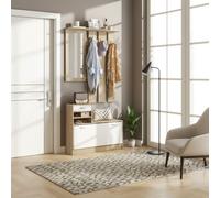 DecHome Mobile Ingresso Appendiabiti in Legno 90x24x177 cm Bianco/Quercia