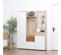 DecHome - Mobile Ingresso Appendiabiti in Truciolato con Specchio Ganci e Ripiani Regolabili Interni 145x29x184 cm