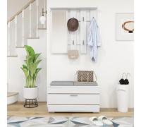 DecHome - Mobile Ingresso Appendiabiti Moderno con Scarpiera e Specchio Dimensioni 85x35 cm Bianco