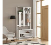 DecHome Mobile Ingresso Appendiabiti Moderno in Legno 90x36x180cm Bianco Chester