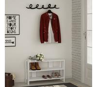 DecHome Mobile Ingresso Appendiabiti Panca Scarpiera 84x32x43 cm Bianco - Tono