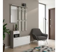 DecHome Mobile Ingresso Appendiabiti Scarpiera 100x25x190cm Bianco Rudolf