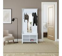DecHome Mobile Ingresso Appendiabiti Scarpiera e Specchio Bianco 80x40x170 cm