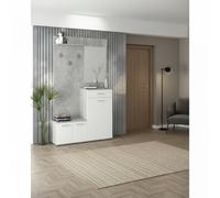 DecHome Mobile Ingresso Appendiabiti Scarpiera e Specchio cm 115x35x197 h Bianco