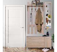 DecHome Mobile Ingresso con Scarpiera e Specchio in Legno 90x21,5x116 cm Quercia