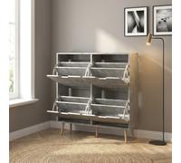 DecHome Mobile Scarpiera 16 Paia 4 Ante a Ribalta 95x26x95 cm Grigio
