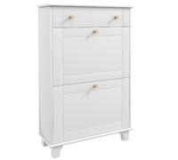 DecHome Mobile Scarpiera 2 Ante a Ribalta 1 Cassetto 60x23.5x98.5 cm Bianco
