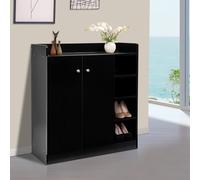 DecHome Mobile Scarpiera Moderno 2 Ante e 4 Ripiani a Giorno 83x30x90 cm Nero